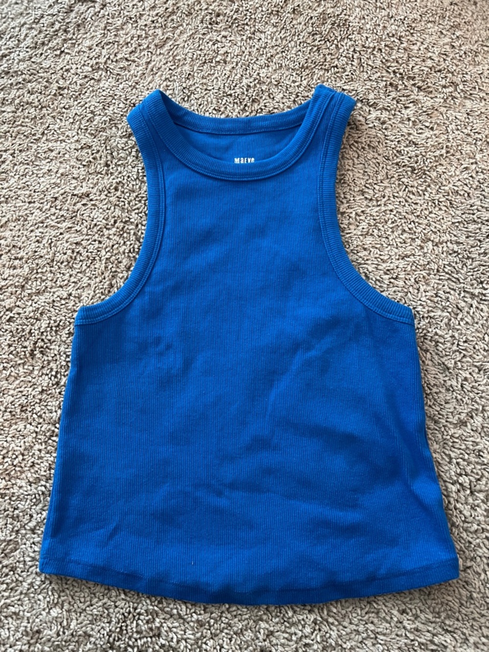 Anthropologie Maeve Cobalt Blue Racerback Ribbed Tank Size Small